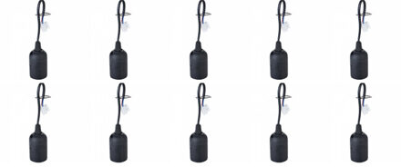 Verhuisfitting 10 Stuks - E27 Fitting/Houder - Kunststof Zwart 15cm Draad