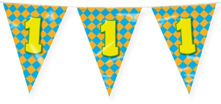 Verjaardag 1 jaar thema Vlaggetjes - Feestversiering - 10m - Folie - Dubbelzijdig - Vlaggenlijnen Multikleur