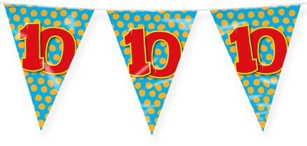 Verjaardag 10 jaar thema Vlaggetjes - Feestversiering - 10m - Folie - Dubbelzijdig - Vlaggenlijnen Multikleur
