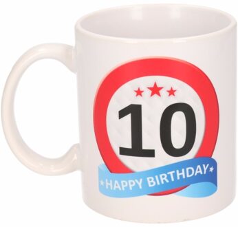 Verjaardag 10 jaar verkeersbord mok / beker Multikleur