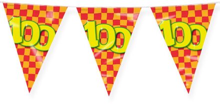 Verjaardag 100 jaar thema Vlaggetjes - Feestversiering - 10m - Folie - Dubbelzijdig - Vlaggenlijnen Multikleur