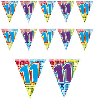 Verjaardag 11 jaar mini vlaggenlijn - 2x - 300 cm - papier - versiering