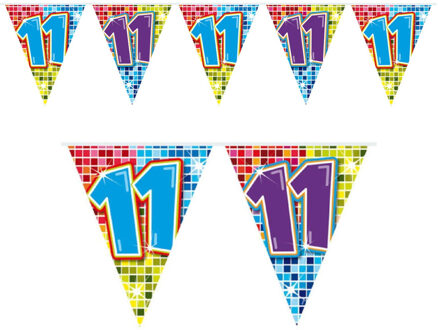 Verjaardag 11 jaar mini vlaggenlijn - 300 cm - papier - versiering