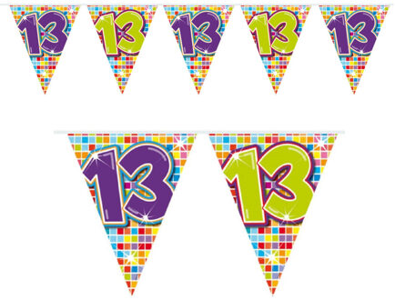 Verjaardag 13 jaar mini vlaggenlijn - 300 cm - papier - versiering