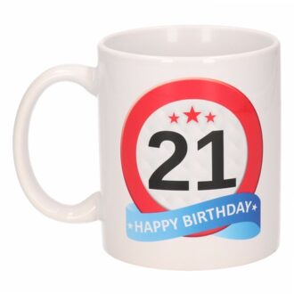 Verjaardag 21 jaar verkeersbord mok / beker Multikleur