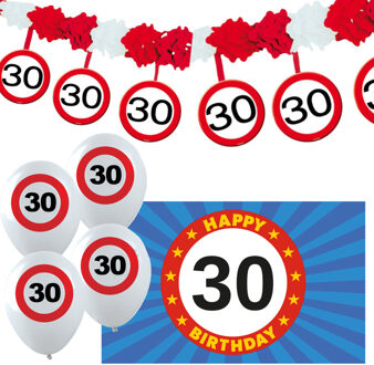 Verjaardag 30 jaar versiering pakket stopborden thema 5-delig