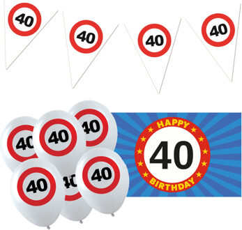 Verjaardag 40 jaar versiering pakket stopborden thema 5-delig