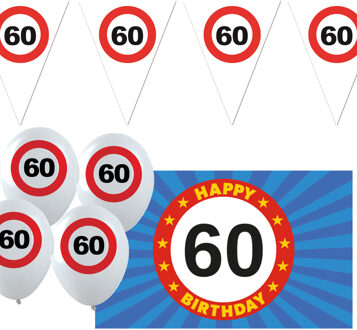Verjaardag 60 jaar versiering pakket stopborden thema 5-delig