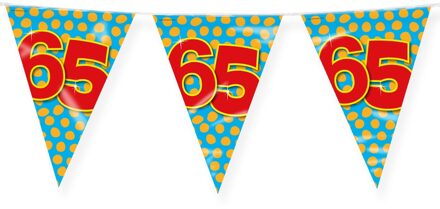Verjaardag 65 jaar thema Vlaggetjes - Feestversiering - 10m - Folie - Dubbelzijdig - Vlaggenlijnen Multikleur