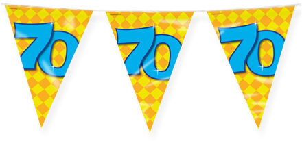 Verjaardag 70 jaar thema Vlaggetjes - Feestversiering - 10m - Folie - Dubbelzijdig - Vlaggenlijnen Multikleur