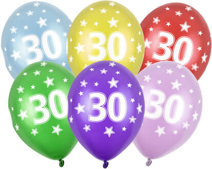 Verjaardag Ballonnen 30 Jaar Metallic Mix (6st) Multikleur - Print