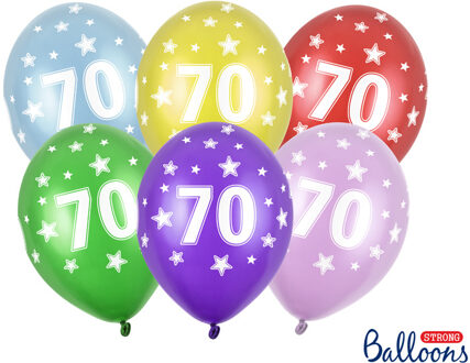 Verjaardag ballonnen 70 jaar Metallic Mix Multikleur - Print