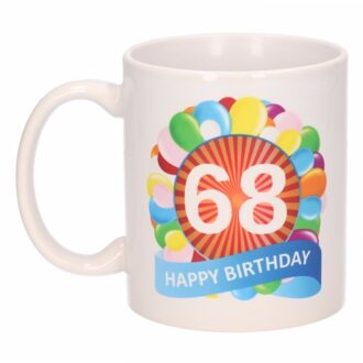 Verjaardag ballonnen mok / beker 68 jaar Multikleur