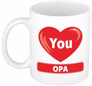 Verjaardag cadeau beker / mok - I Love You Opa - 300 ml keramiek Multikleur