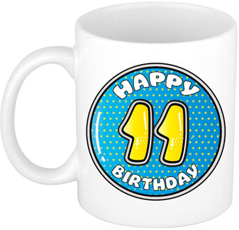 Verjaardag cadeau mok - 11 jaar - blauw - 300 ml - keramiek - feest mokken