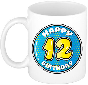 Verjaardag cadeau mok - 12 jaar - blauw - 300 ml - keramiek - feest mokken