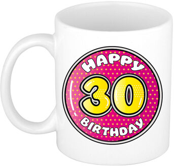 Verjaardag cadeau mok - 30 jaar - roze - 300 ml - keramiek - feest mokken