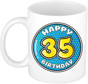 Verjaardag cadeau mok - 35 jaar - blauw - 300 ml - keramiek - feest mokken