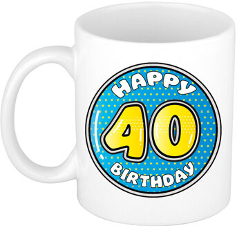 Verjaardag cadeau mok - 40 jaar - blauw - 300 ml - keramiek - feest mokken