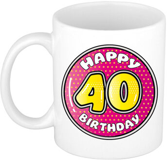 Verjaardag cadeau mok - 40 jaar - roze - 300 ml - keramiek - feest mokken
