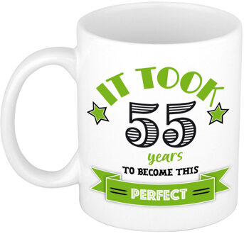 Verjaardag cadeau mok 55 jaar - groen - grappig - 300 ml - keramiek - feest mokken