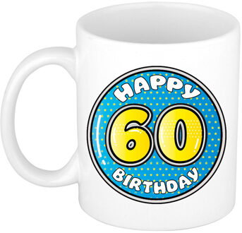 Verjaardag cadeau mok - 60 jaar - blauw - 300 ml - keramiek - feest mokken