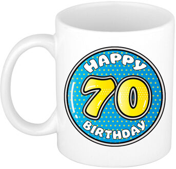 Verjaardag cadeau mok - 70 jaar - blauw - 300 ml - keramiek - feest mokken