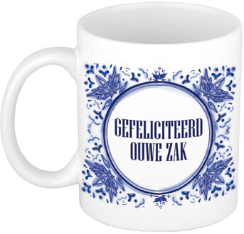 Verjaardag cadeau mok - Delfts Blauw - gefeliciteerd - 300 ml - keramiek