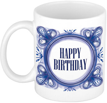 Verjaardag cadeau mok - Delfts Blauw - happy birthday - 300 ml - keramiek