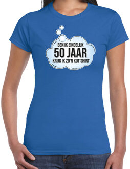 verjaardag cadeau t-shirt dames - 50 jaar/Sarah - blauw - kut shirt L