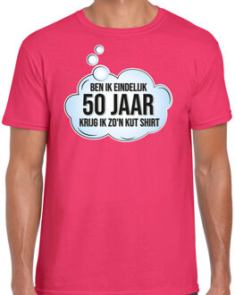 verjaardag cadeau t-shirt heren - 50 jaar/Abraham - roze - kut shirt S