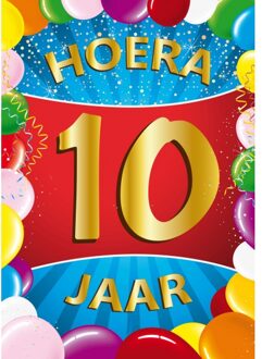 Verjaardag deurposter - 2x - 10 jaar - multi - 59 x 84 cm - leeftijd feestartikelen