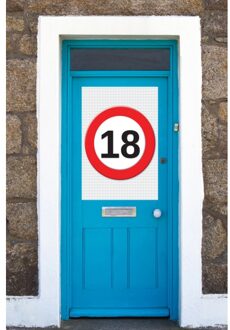 Verjaardag deurposter - 2x - 18 jaar - stopbord - 59 x 84 cm - leeftijd feestartikelen
