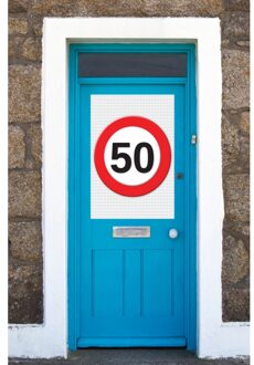 Verjaardag deurposter - 2x - 50 jaar - stopbord - 59 x 84 cm - feestartikelen - Sarah/Abraham