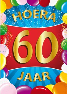 Verjaardag deurposter - 2x - 60 jaar - multi - 59 x 84 cm - leeftijd feestartikelen
