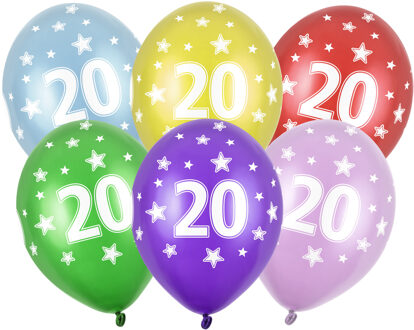 Verjaardag feest ballon - leeftijd 20 jaar - 12x stuks - ballonnen met sterretjes