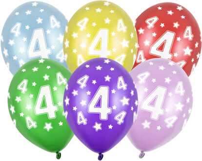 Verjaardag feest ballon - leeftijd 4 jaar - 18x stuks - ballonnen met sterretjes
