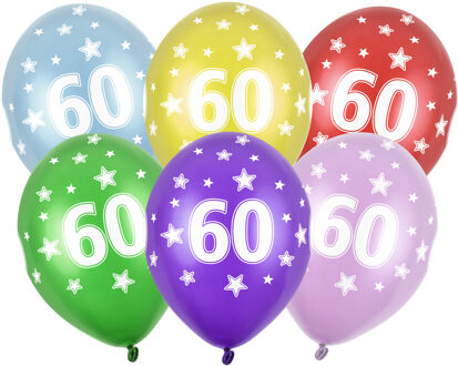 Verjaardag feest ballon - leeftijd 60 jaar - 12x stuks - ballonnen met sterretjes