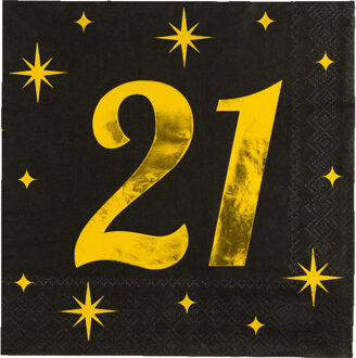 Verjaardag feest servetten - leeftijd 21 jaar - 16x - goud