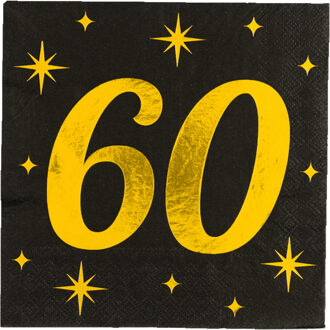 Verjaardag feest servetten - leeftijd 60 jaar - 16x - goud