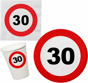 Verjaardag feestartikelen tafel dekken set 30 jaar verkeersbord