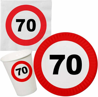 Verjaardag feestartikelen tafel dekken set 70 jaar verkeersbord - Feestpakketten