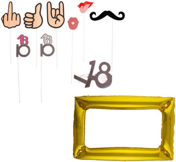 Verjaardag foto prop set - 18 jaar - 10-delig - glitter - photo booth accessoires