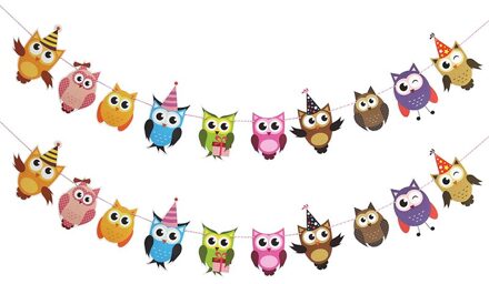 Verjaardag Guirlande Cartoon Dier Uil Papier Vlaggen Banners Baby Shower Decoraties Kids Birthday Party Decor Feestartikelen