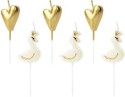 Verjaardag kaarsjes Zwanen Wit/Goud Wit - Transparant, Goud - Brons