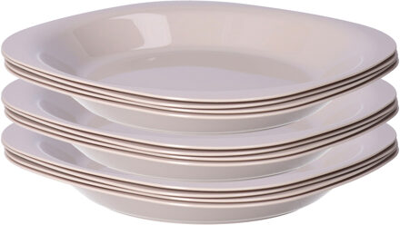 Verjaardag/kinder/camping borden - 12x stuks - Dia 21 cm - beige - kunststof - onbreekbaar