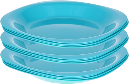 Verjaardag/kinder/camping borden - 12x stuks - Dia 21 cm - blauw - kunststof - onbreekbaar