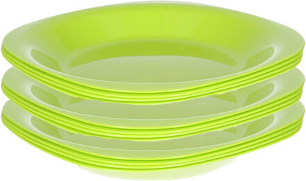 Verjaardag/kinder/camping borden - 12x stuks - Dia 21 cm - limegroen - kunststof - onbreekbaar