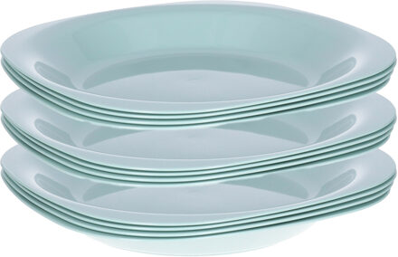 Verjaardag/kinder/camping borden - 12x stuks - Dia 21 cm - mintgroen - kunststof - onbreekbaar