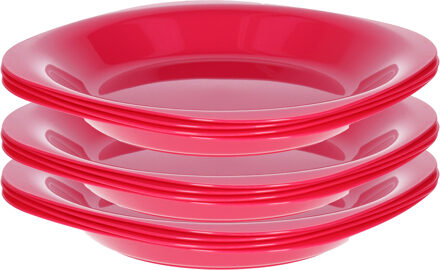 Verjaardag/kinder/camping borden - 12x stuks - Dia 21 cm - roze - kunststof - onbreekbaar